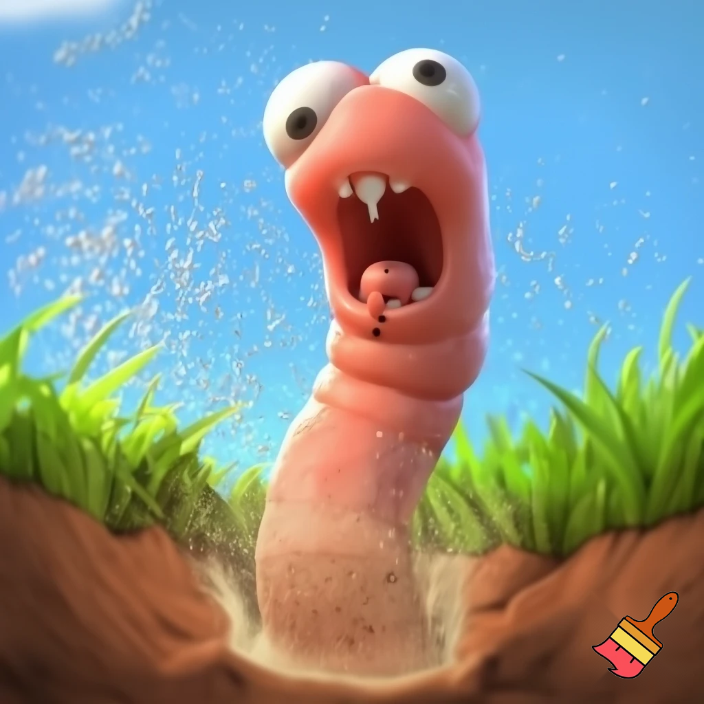 Funny worm jumpscare