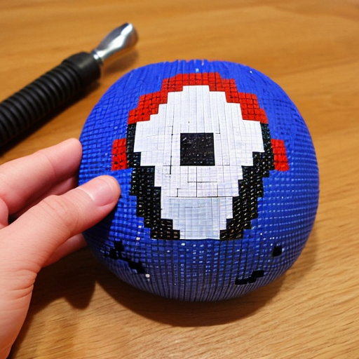 create a pixel hammer with a moon arua