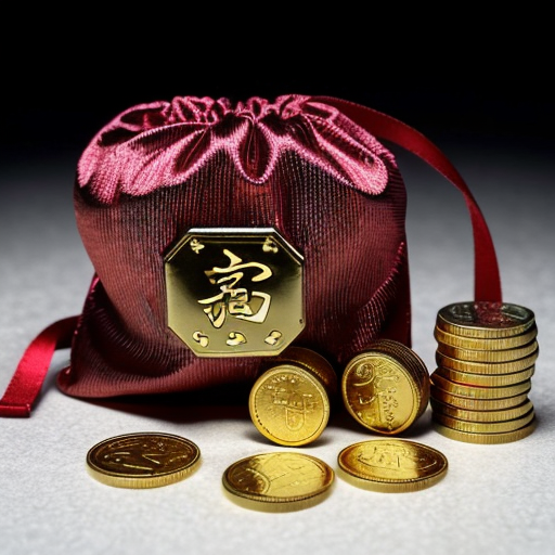 帮我生成图片：采用卡通动漫风格打造的画面，背景是鲜艳的中国红渐变色彩，充满了喜庆的感觉。背景最下方的五个迷你财神爷造型可爱，表情丰富，十分讨喜。背景最上方的福袋袋口大张并倾斜向下，金光闪耀的金币如流水般从福袋中洒出，寓意着新的一年财源广进、福气满满。比例 1:1。