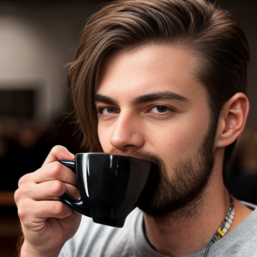 man drinking coffee