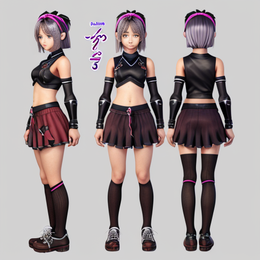 a reference sheet for a girl vtuber character design anime