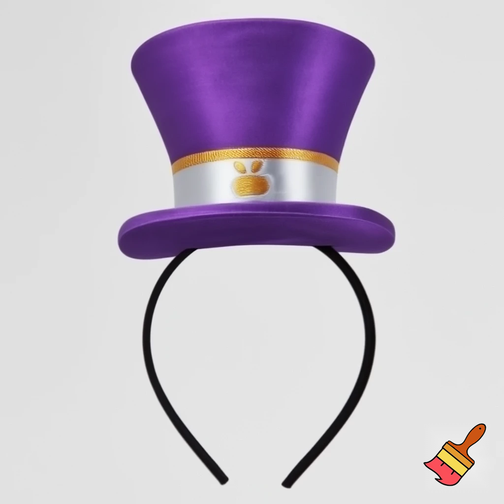 Easter bunny top hat headband, purple and white gold and silver top hat