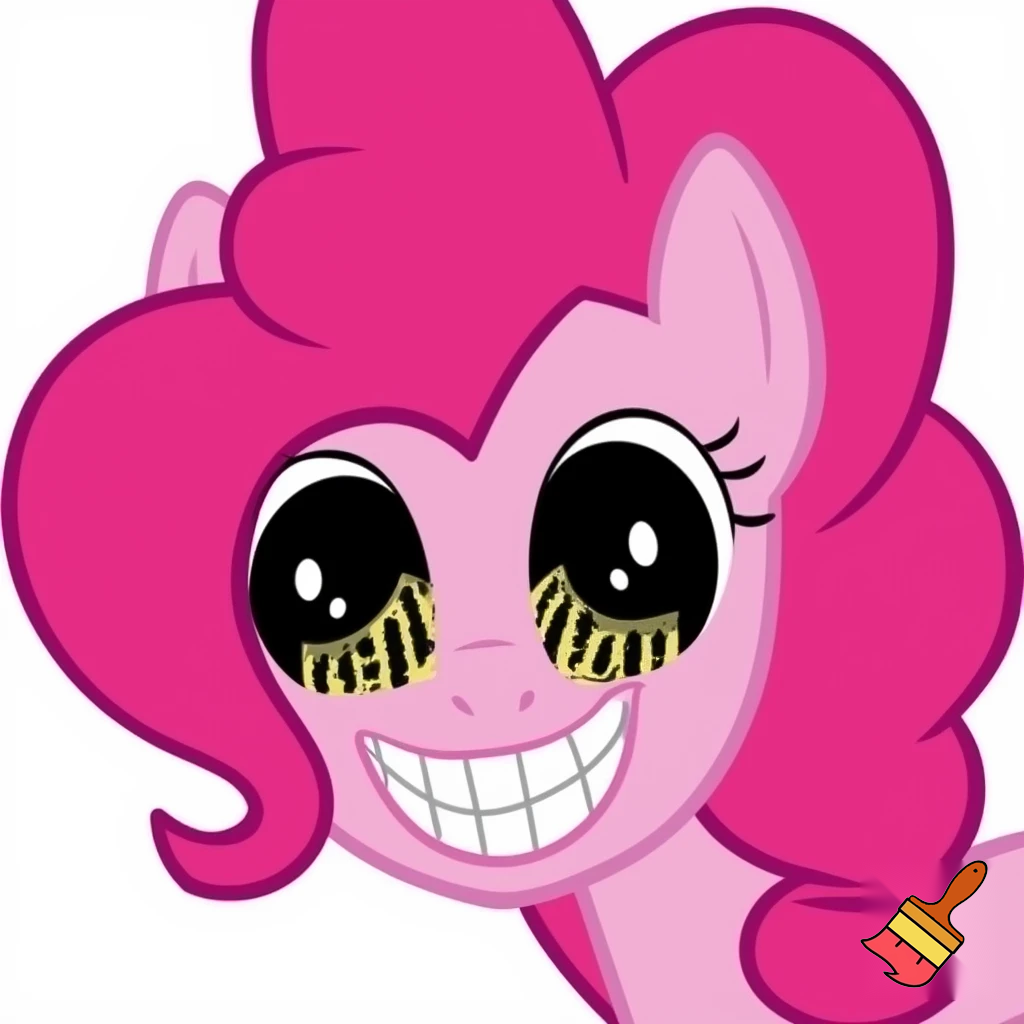 A pinkie pie with a smile teeth creepy eyes
