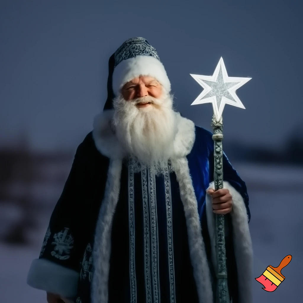 Santa Claus Russian with a star walking stick