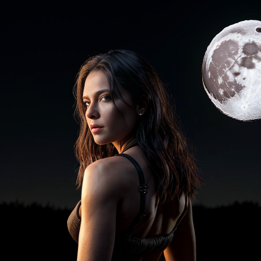 pathfinder werewolf female standing in front of the moon. detailed background. high quality.