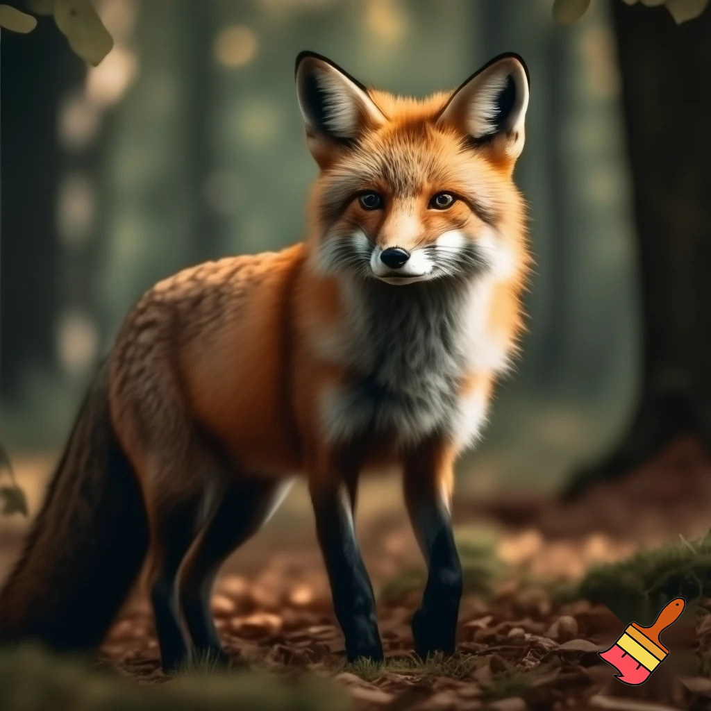 portrait of a fox outside, natural