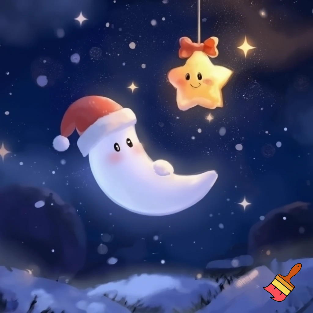 Star and moon christmas cartoon