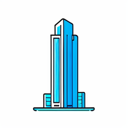 Neon animated blue skyscraper 