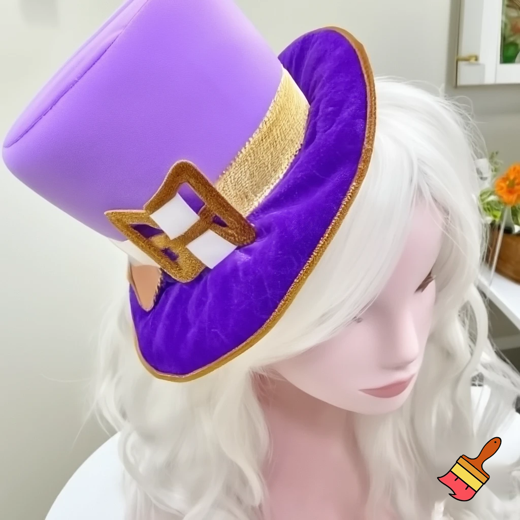 Easter top hat headband Easter bunny headband, purple and white with gold Easter top hat headband and fabric velvet and fabric velvet top head headband top hat headband