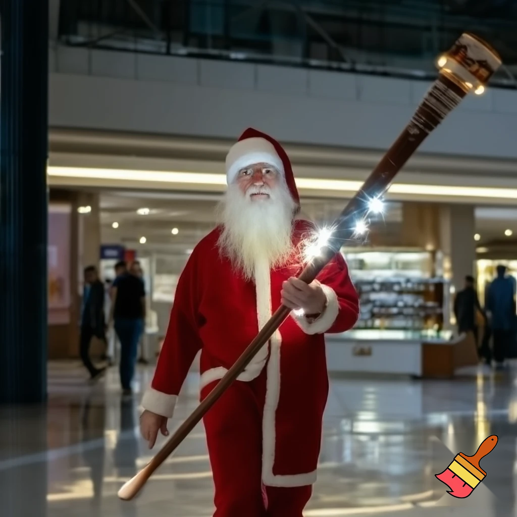 Santa Claus magic walking stick staff Russia shopping Centre