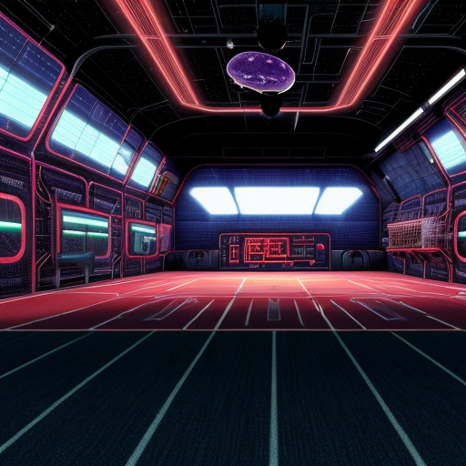 cyber-punk space soccer field