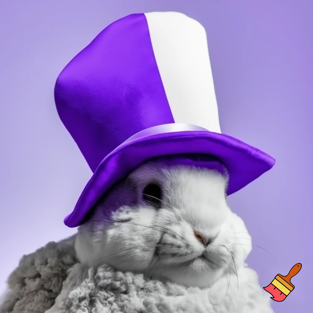 Easter bunny mascot costume top hat white and purple purple white top hat
