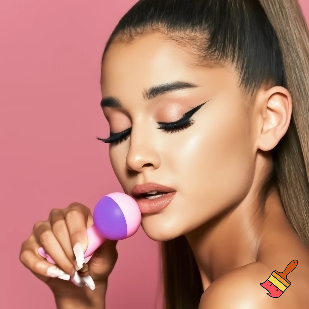 Ariana grande with her tits penetrating her pussy with a sex toy