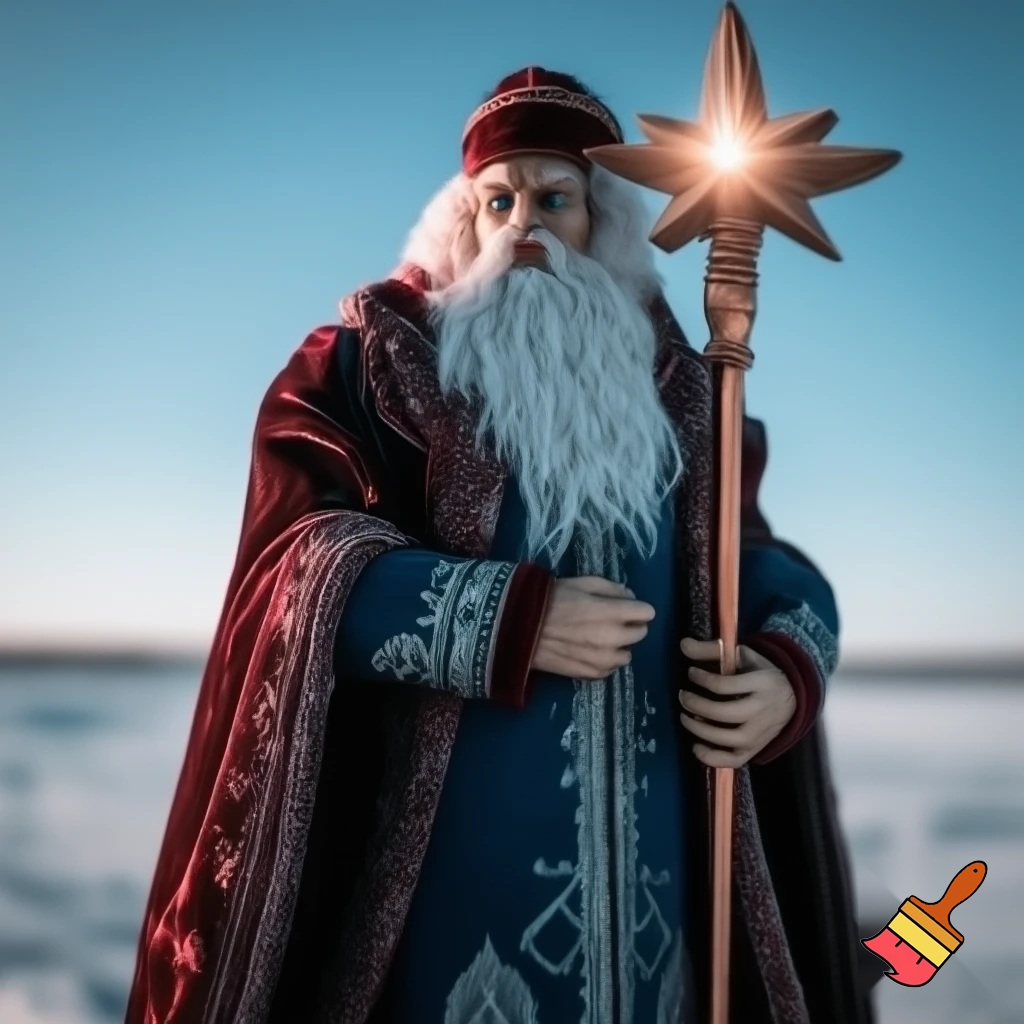 Russian Santa Claus magic one staff walking stick with a star real Santa Claus, Santa Claus the real person