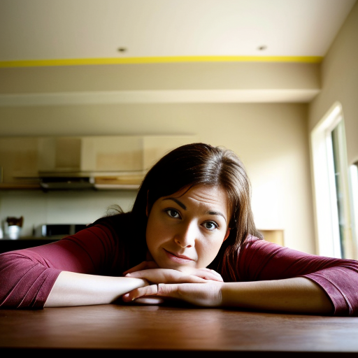 woman in a house laying on a table
