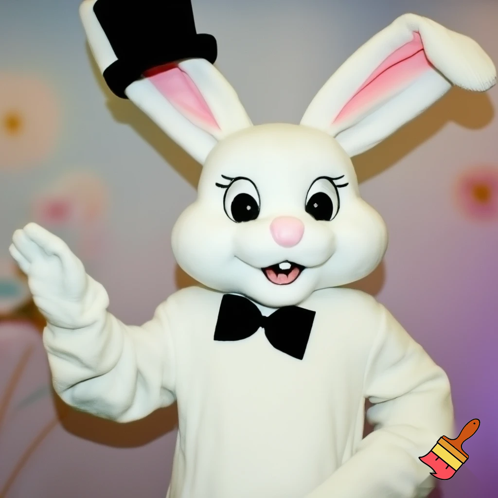 Easter bunny mascot costume top hat mascot costume magic