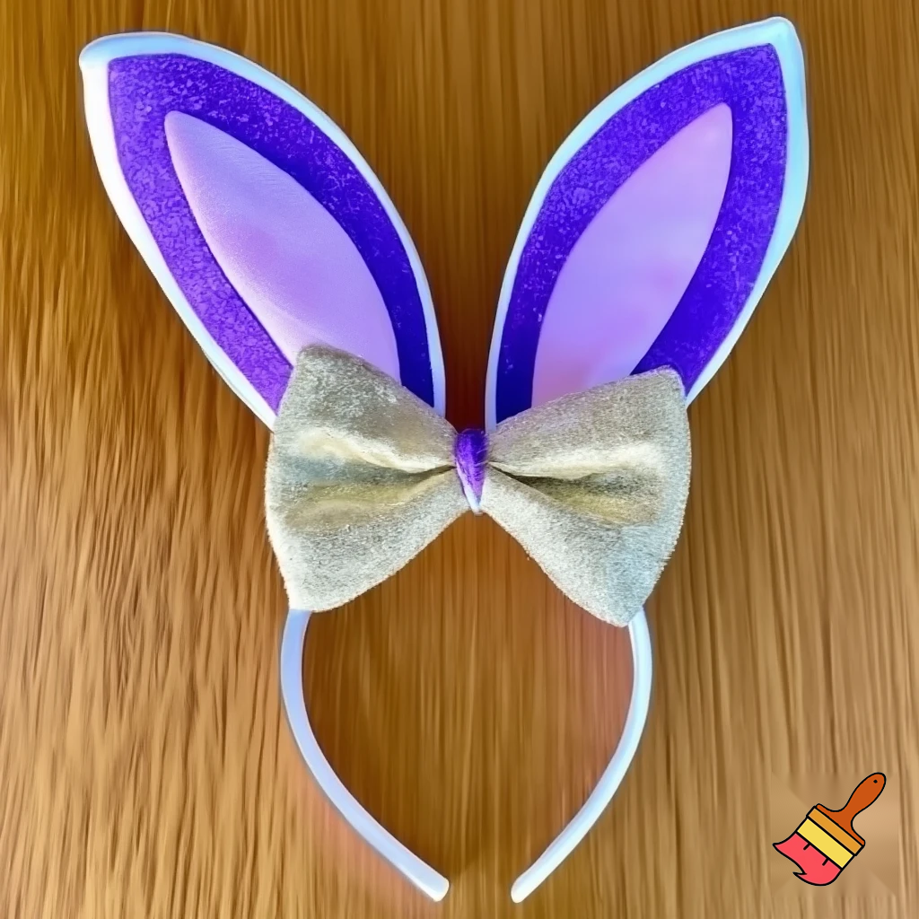 Easter bunny top hat headband, purple white with gold glitter fabric and velvet velvet gold special gold and delicate velvet and delicate and precious glitter, purple and white