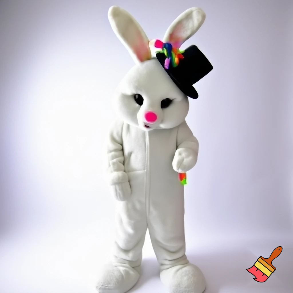 Easter bunny mascot costume top hat