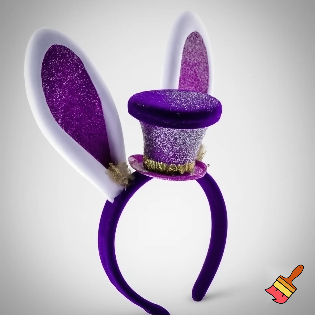 Special top hat headband Easter headband with rabbit, ears, purple and white purple and white with glitter velvet golden purple and white with glitter silver