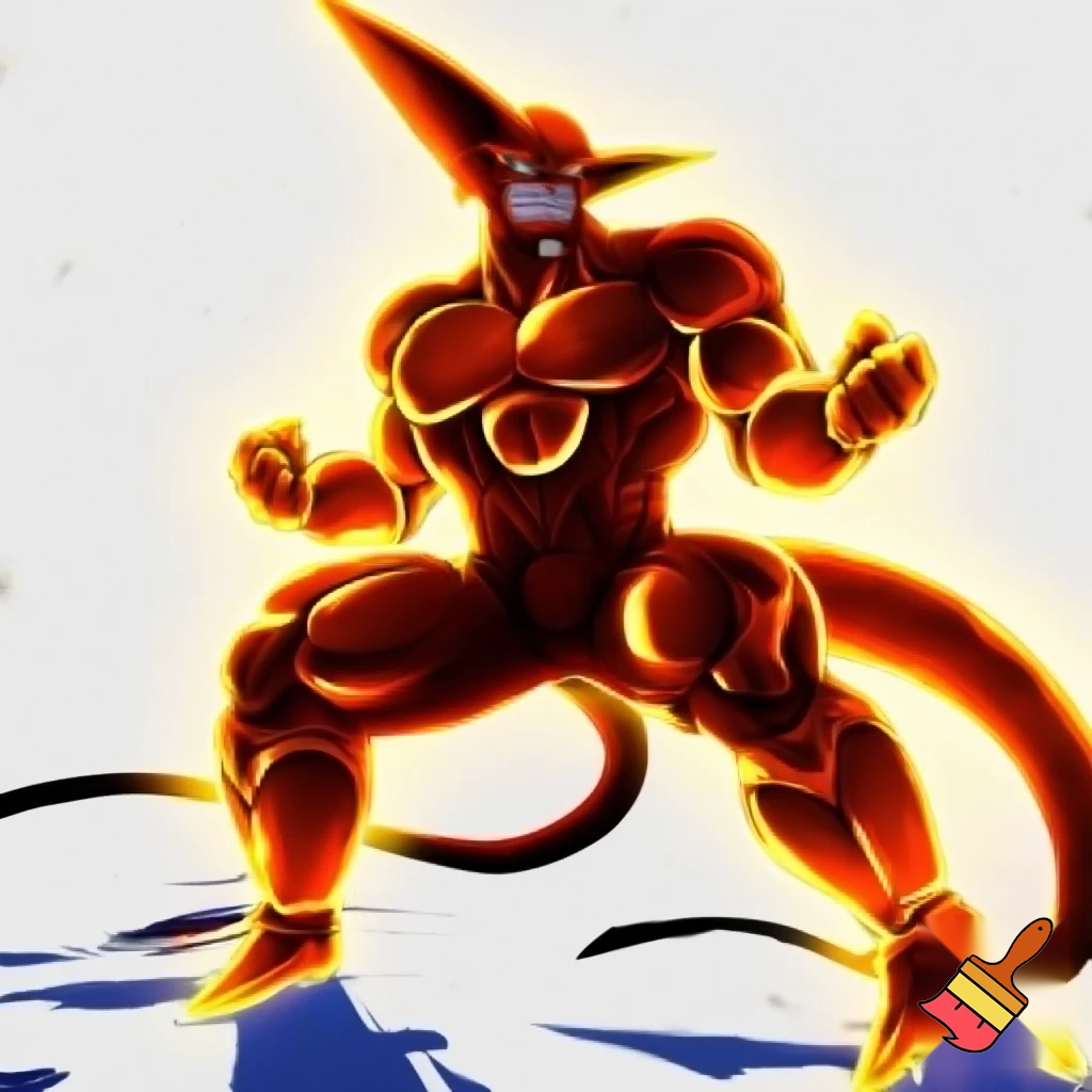 o imagine in stil dragon ball cu radiz dar cel din dragon ball heroes, gata de lupta, aura activa, zambet malefic, transparent background anime 
