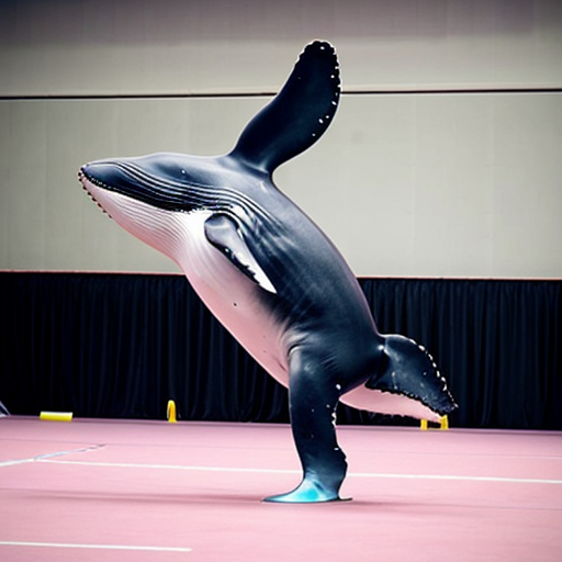 make a photo of a whale playing gymnastics