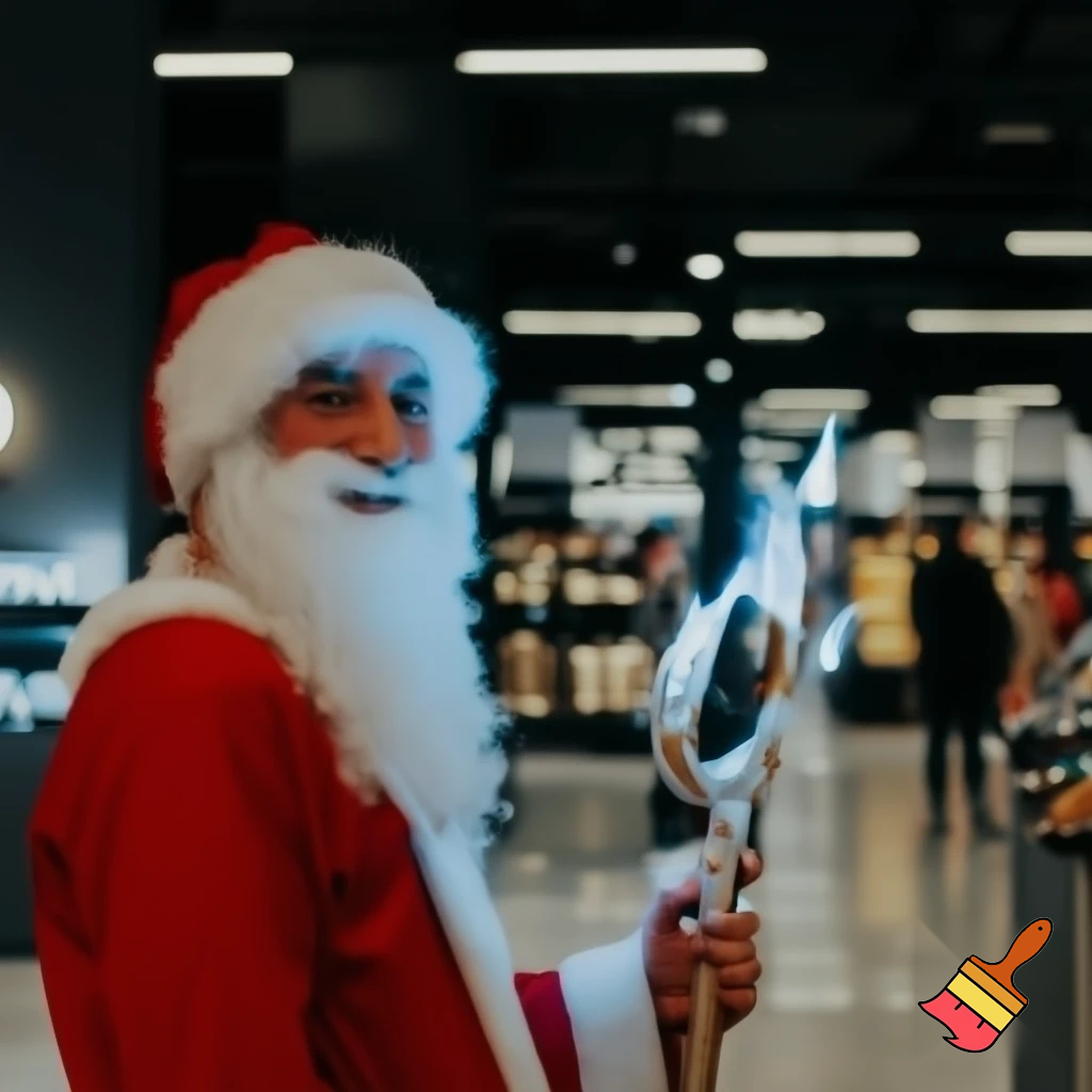 Santa Claus magic walking stick staff Russia shopping Centre Australia shopping immune in a star