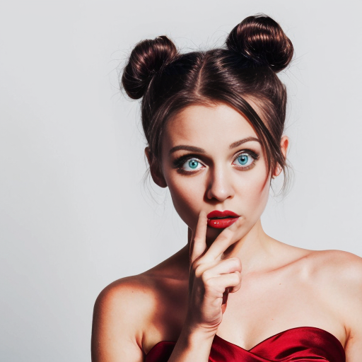Black-haired Tinker Bell in red dress, hand over mouth, looking nauseous, blue eyes, hair bun