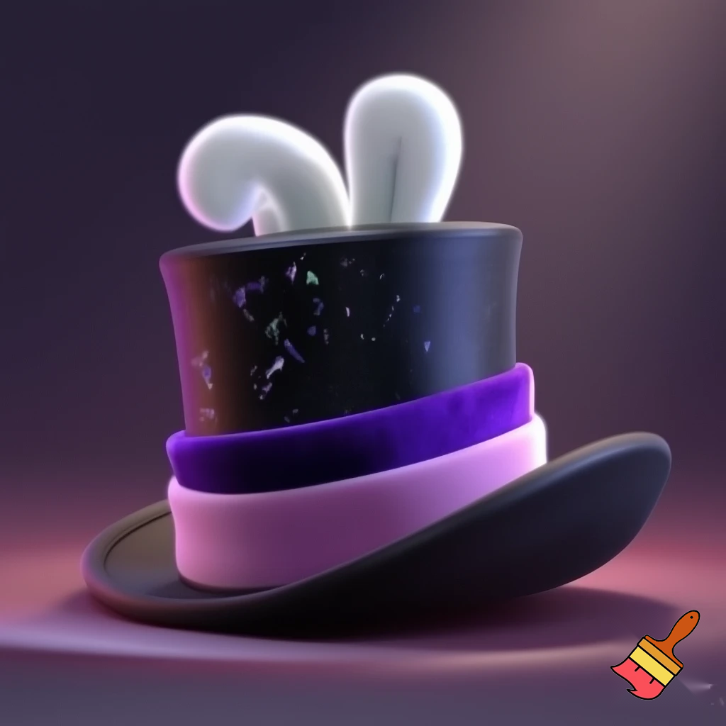 Black top hat with bunny ears velvet white and purple purple and white headband fabric and velvet glitter, purple and pink special present true special and delicate velvet