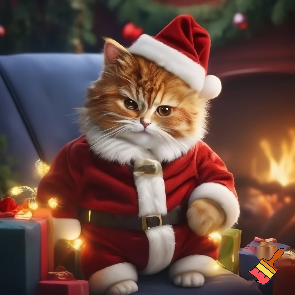3d cat santa claus