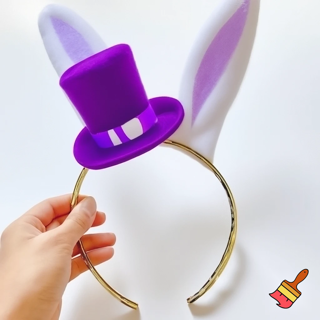 Easter top hat headband Easter bunny headband, purple and white with gold Easter top hat headband