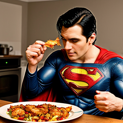 superman eating chicken