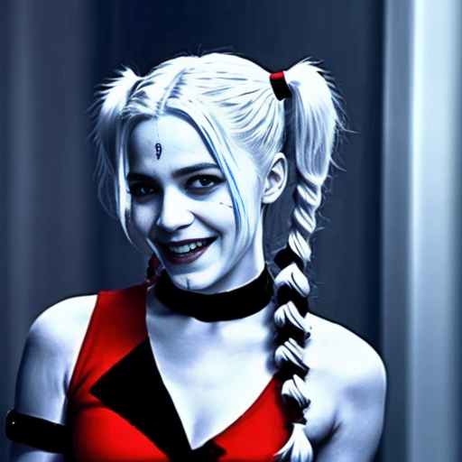 Killer frost crystal frost short white hair blue eyes marrying Harley Quinn blonde hair two pigtails blue eyes 