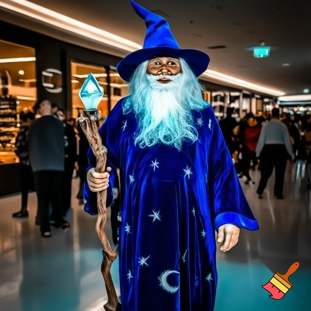 Santa Claus walking at the shopping centre a wizard Santa Claus