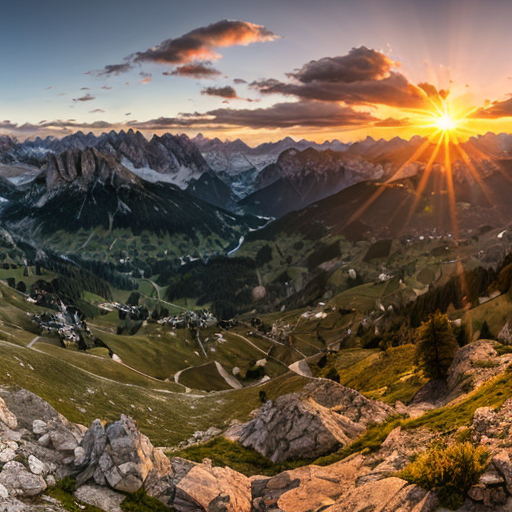 panorama dolomitico al tramonto
