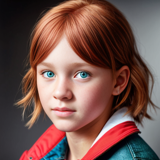 a girl named bailey with red hair a green jacket who is 13 years old with hazel eyes and blue jeans