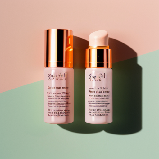 Luxury skincare flyer, Radiant Glow Serum, vertical A4, soft blush-peach gradient background, glowing glass serum bottle center stage with soft halo, subtle rose-gold accents, minimal delicate leaves, elegant serif headline: "Glow That Speaks Before You Do", clean sans-serif body text with 3 benefits: brightens skin, enriched with Vitamin C & Ayurvedic botanicals,