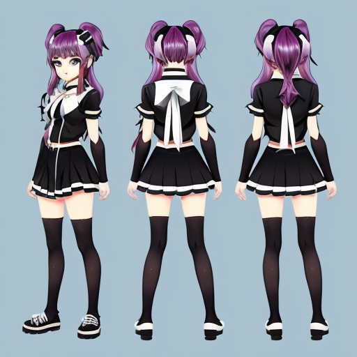 a reference sheet for a girl vtuber character design anime digital  extraordinary