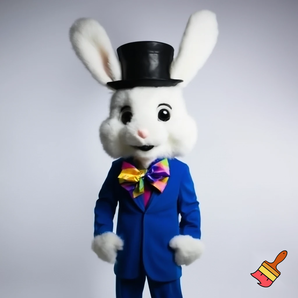 Easter bunny mascot top hat costume