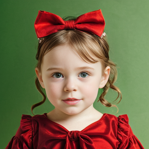 red little girl  with a bow and a crawn