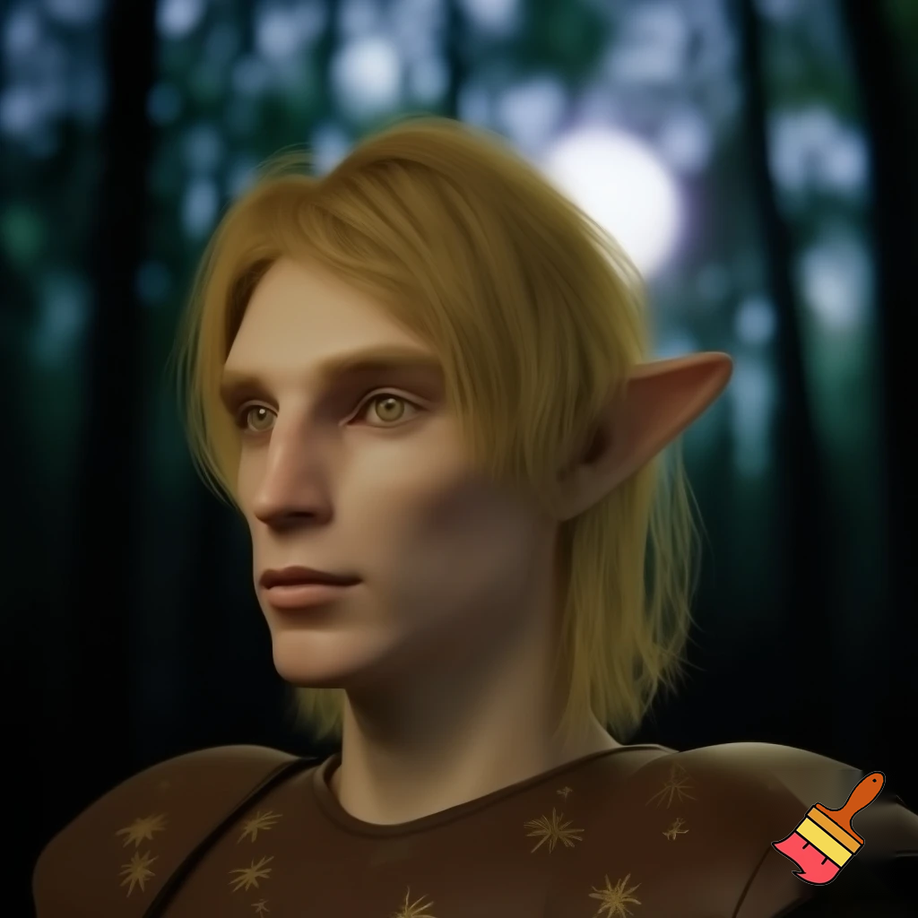  male wood elf circle of the stars druid pale skin blond hair hazel eyes