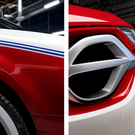 Erstelle ein Logo mit einem weißem Hintergrund. Es soll ein rotes Auto zusehen sein. Rechts daneben steht ein Mechaniker in blau gekleidet und einem Schraubenschlüssel in der Hand.