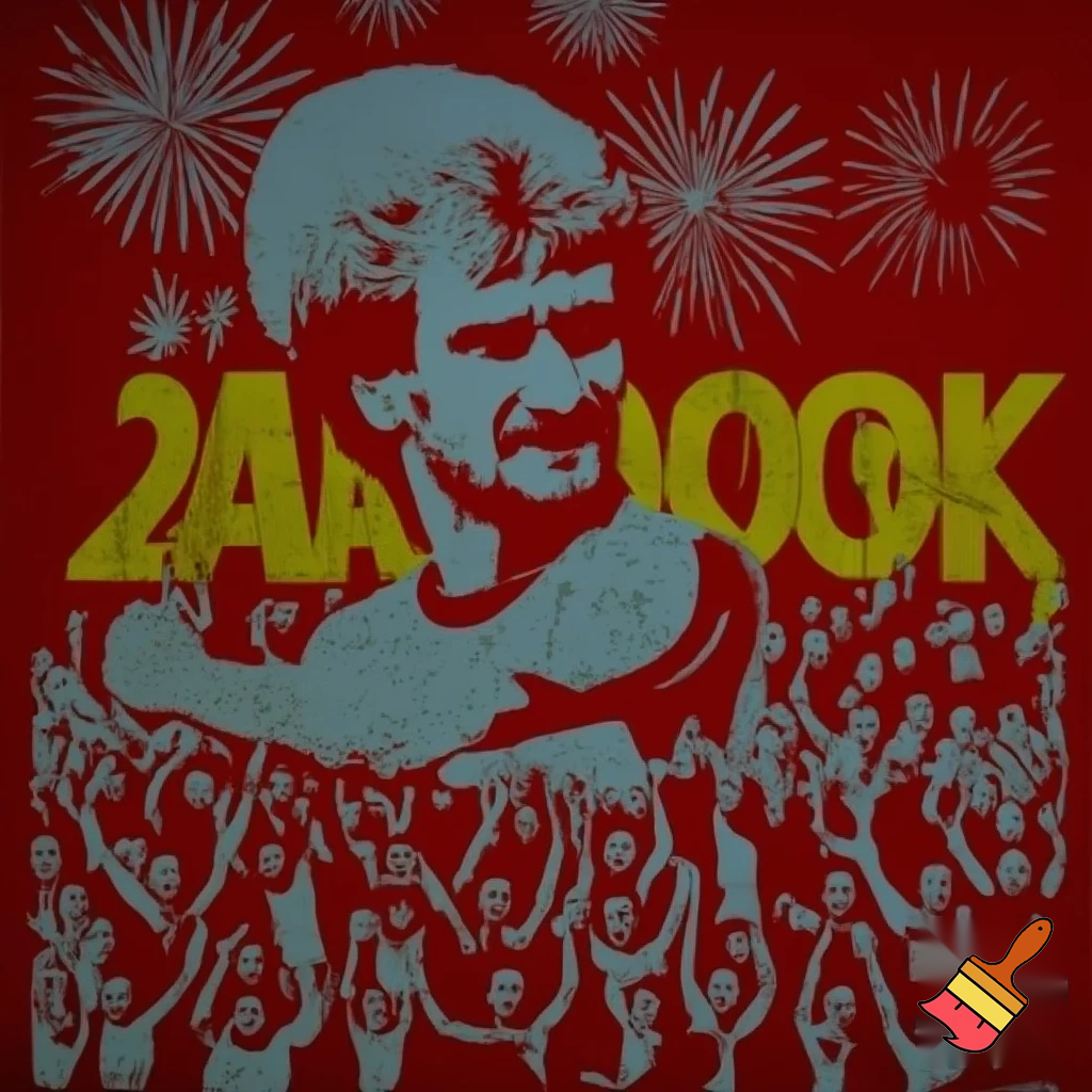 Show German football star Rudi Völler on a marketing campaign poster that has the aesthetics of a soviet poster rooting for "fireworks for all people instead of profits"