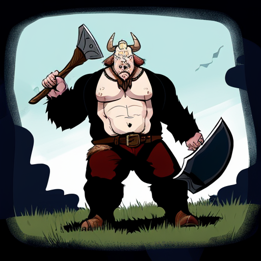 In the Dnd universe. A large bull man holding a large axe