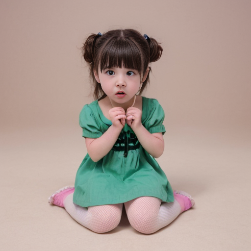 grean and perple little girl