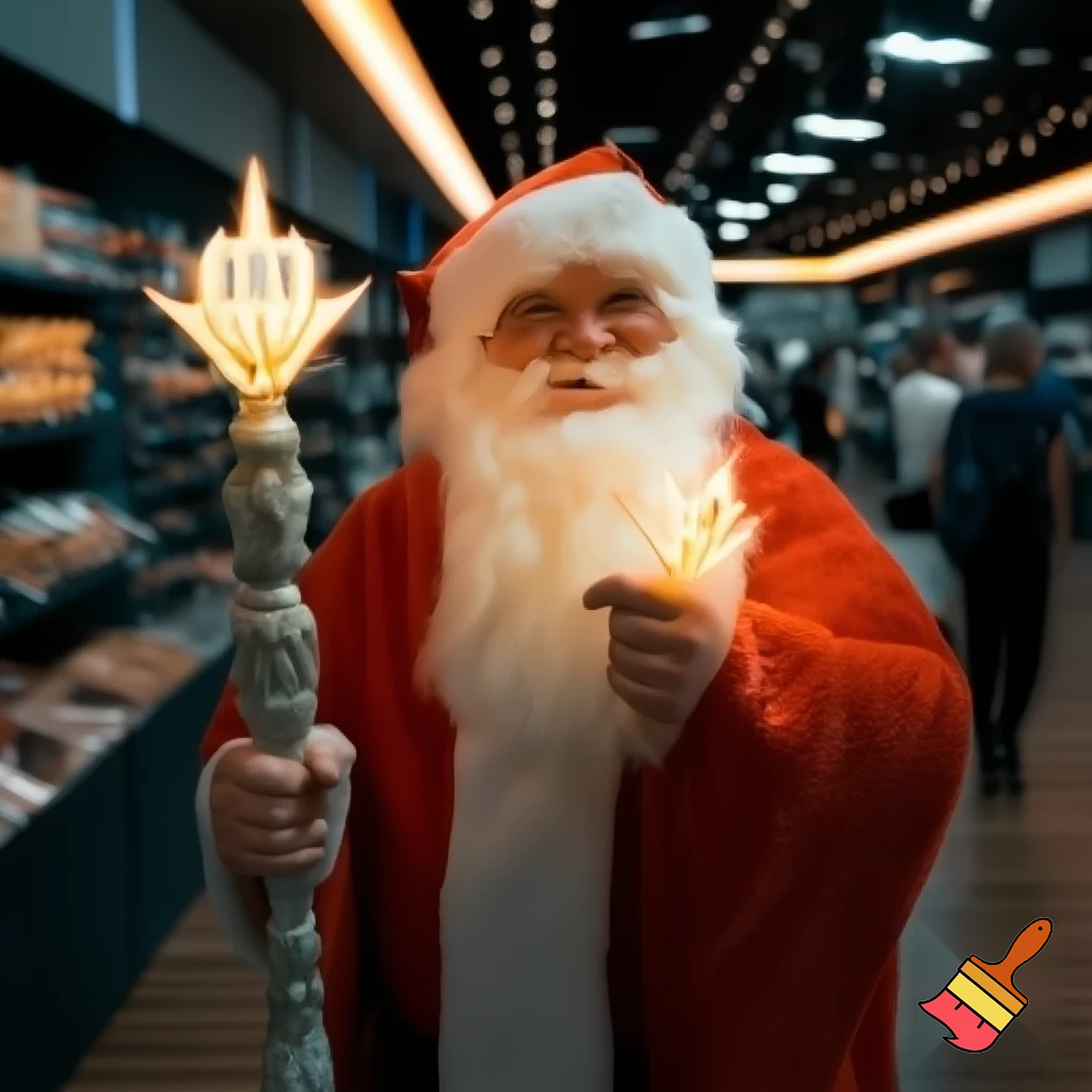 Santa Claus magic walking stick staff Russia shopping Centre