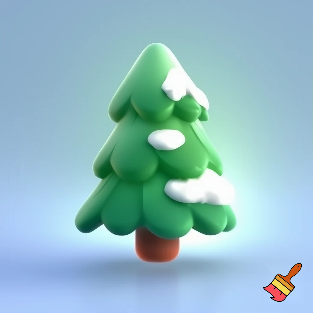 icon of fir tree in cartoon style
