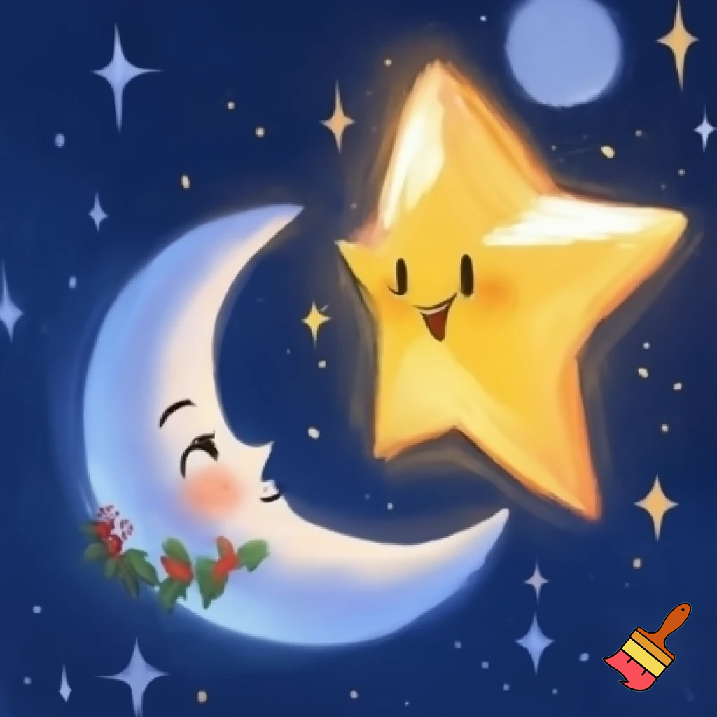 Star and the moon christmas cartoon