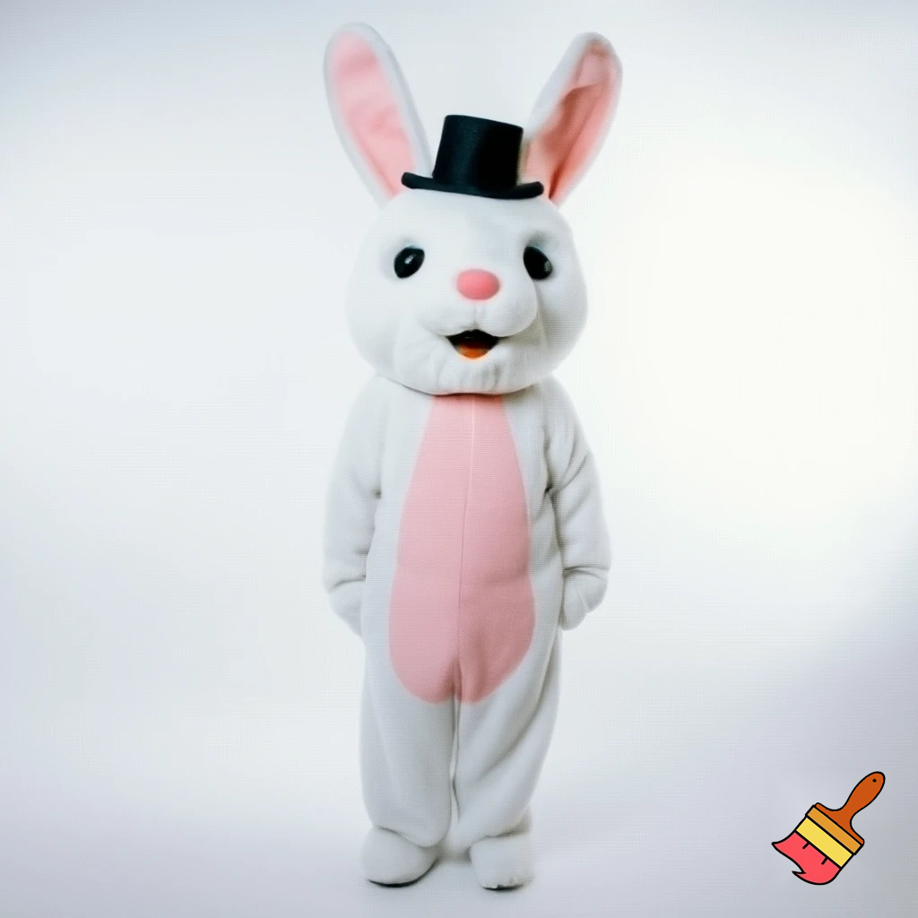  Mascot costume Easter bunny costume top hat pink and white