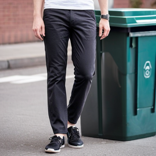 Trashcan intergrated to one leg of a pants