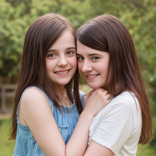 Tạo hình ảnh hai chị em ôm nhau chị tên di em tên mi